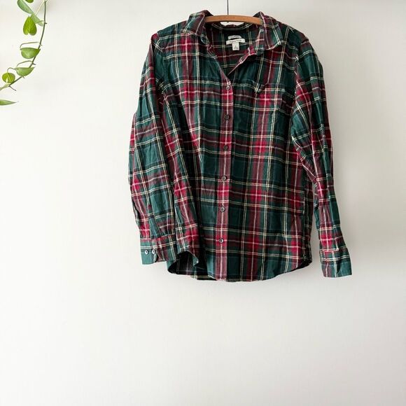 L.L. Bean Relaxed Fit Petite Large Women’s Plaid Flannel Button Down‎ Shirt - Picture 1 of 4